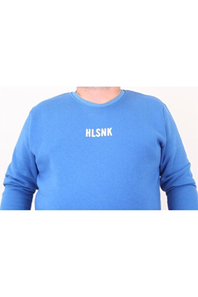 MocGrande Чоловічий великий розмір Світшот з круглим вирізом Hlsnk 23204 SAKS