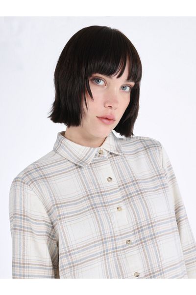 Colin's Ecru Women's Long Sleeve Shirt - Regular Fit Checked