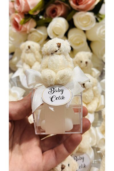 TAK TAK TAKIŞTIR Unisex Gift 20 Pieces Teddy Bear Candle and Teddy Bear Plush Baby Gift