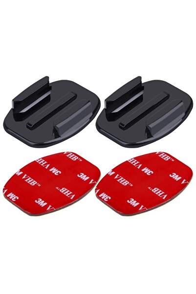 2 Flat Floor Brackets Compatible with All Action Cameras + 3M Adhesive Tape