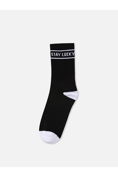 Colin's Text Printed Black Women's Socks
