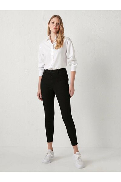 ButikDina Non-Fading Black Denim Trousers, Slim-Looking Lycra Skinny Jeans (Fixer)