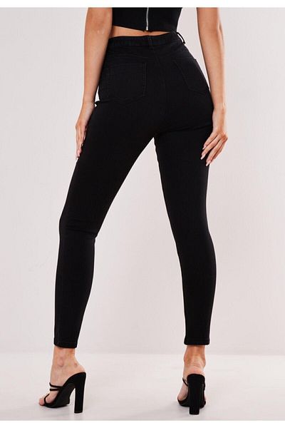 ButikDina Rose Black High Waist Slim-fitting Jeans