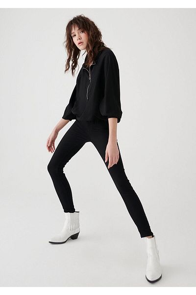 ButikDina Alluze Black High Waist Slim Skinny Skinny Leg Colorfast Jeans Trousers