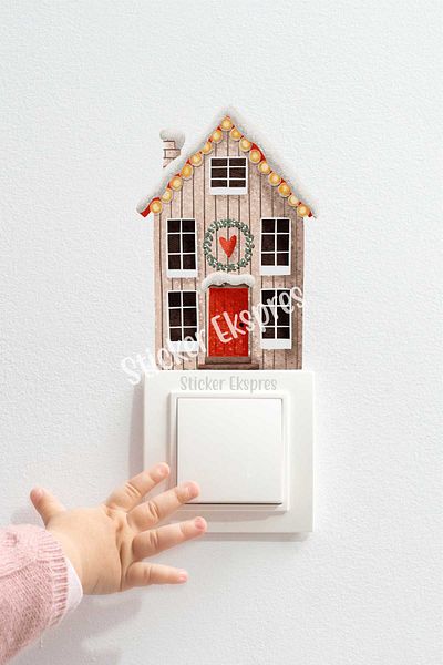 Sticker Ekspres Autocolant pentru priză de Anul Nou Snowy House K11