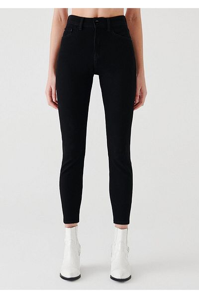 ButikDina Emily Black High Waist Slim Skinny Skinny Leg Colorfast Jeans Trousers