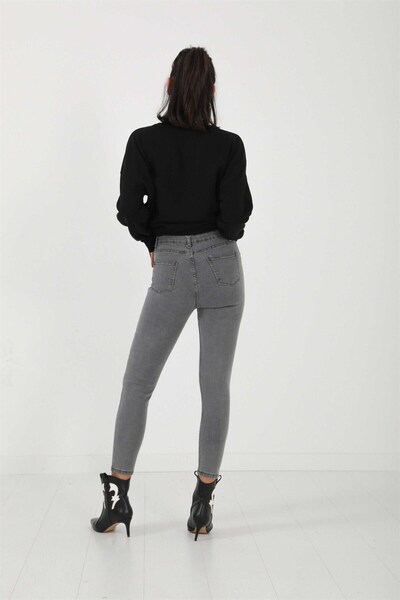 ButikDina Beyonce Жіночі сірі джинси з вузькими штанинами, що не линяють, стягуючі штани