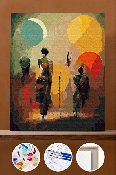 kendinyaphobi Sayılarla Boyama Seti Çerçeveli Kasnaklı Güneşe Yürüyüş 40 x 50 cm