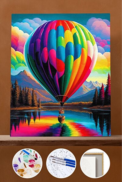 kendinyaphobi Sayılarla Boyama Seti Çerçeveli Kasnaklı Renkli Balon 40 x 50 cm