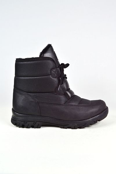 BUZFİX Lace-up Black Fur Lined Waterproof Men's Snow Boots