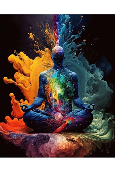 kendinyaphobi Sayılarla Boyama Seti Çerçeveli Kasnaklı Çakra Renkleri 60 x 75 cm