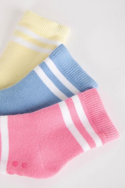 DeFacto Baby Girl Anti-Slip Sole 3-Piece Cotton Towel Socks