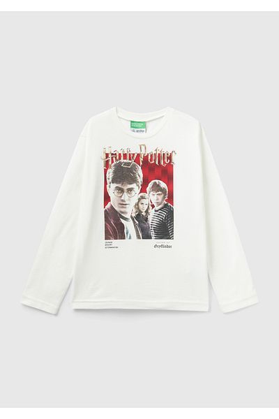 United Colors of Benetton Μπλουζάκι για αγόρι με στάμπα Harry Potter - Κρέμα