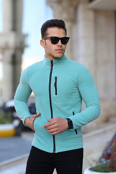 Kozik Çağla Renk Shoftsell Fleece Ανδρική Τυπική Εφαρμογή Πλήρες φερμουάρ 3 τσέπες Ανδρικό Fleece Outdoor