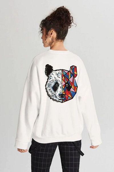BENROMA Φούτερ μεγάλου μεγέθους unisex με στάμπα PANDA FACE