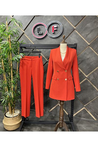 nodilife 4 Button Shawl Collar Suit Orange