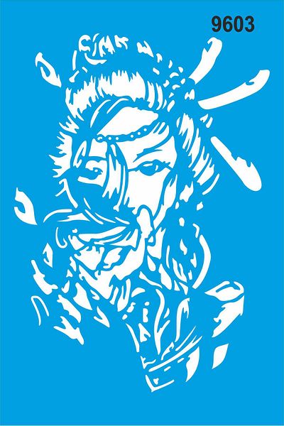 StencilSepeti Native American Woman Pattern - Stencil Painting Template 60x40