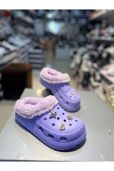 Akınal Bella Stoned Wool High Sole Women's Slippers