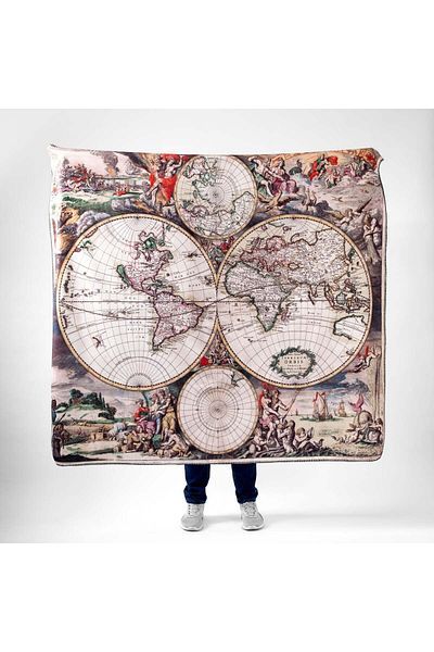 The Lucid Lab Antique World Map Polar TV Blanket