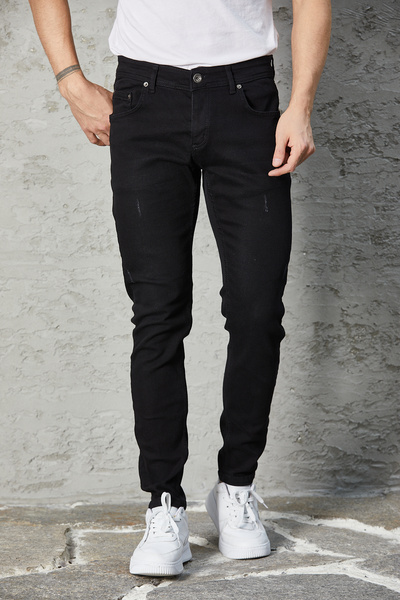 jean black Blugi negri pentru bărbați, slim fit, cu tăietură relaxată, blugi ...