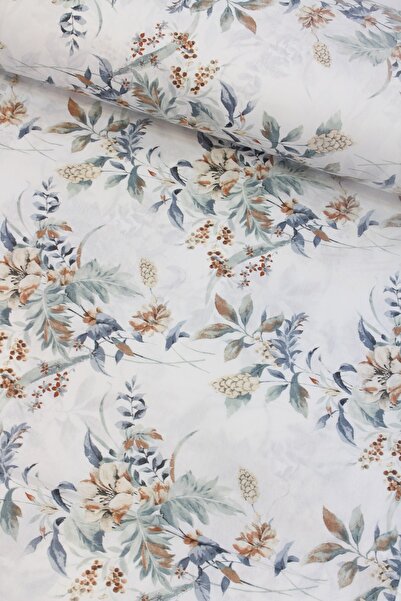 CAMELIA Petrol Mint Tropik Çiçekler Nevresimlik Poplin Kumaş