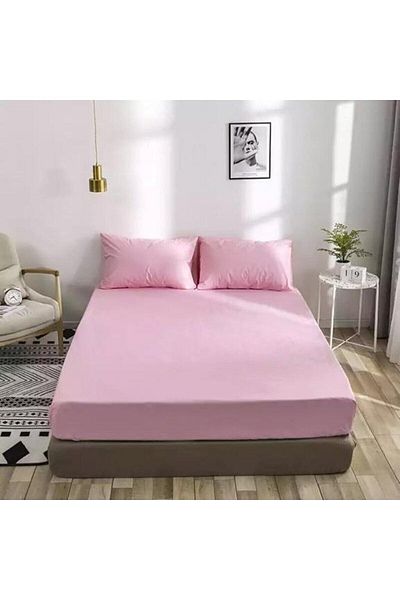 Soft Colours ملاءة مطاطية فردية مقاس 120x200 + 1 كيس وسادة وردي