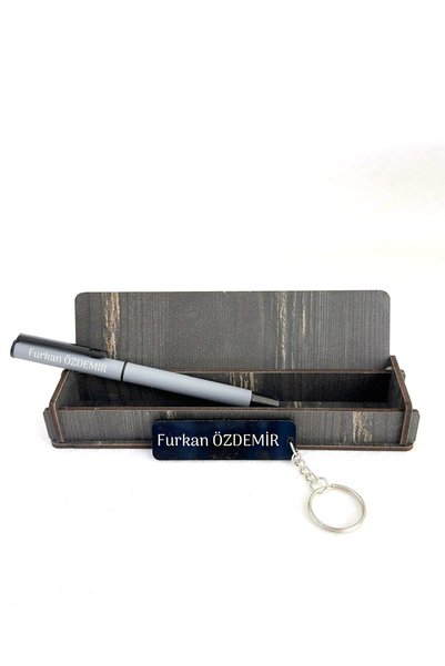 SaltanArt Kişiye Özel Rubber Kalem Anahtarlık Özel Hediyelik Ahşap Kutulu Öğretmenler Günü