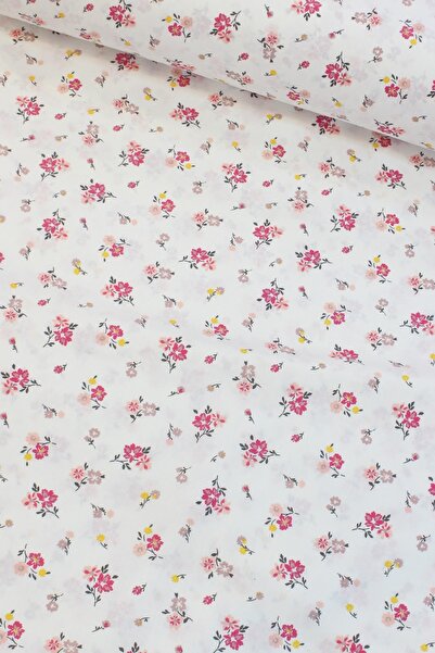 Pembe Çıtır Çiçek Nevresimlik Poplin Kumaş