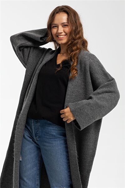 Avrile Women's Loose Knitwear Cardigan Anthracite