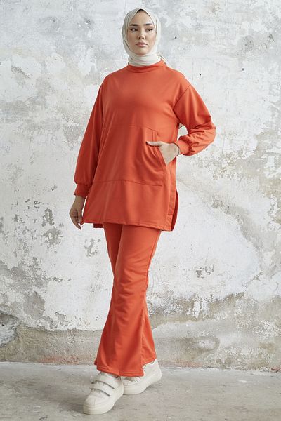 InStyle بدلة ميورا فلير مزدوجة - برتقالي