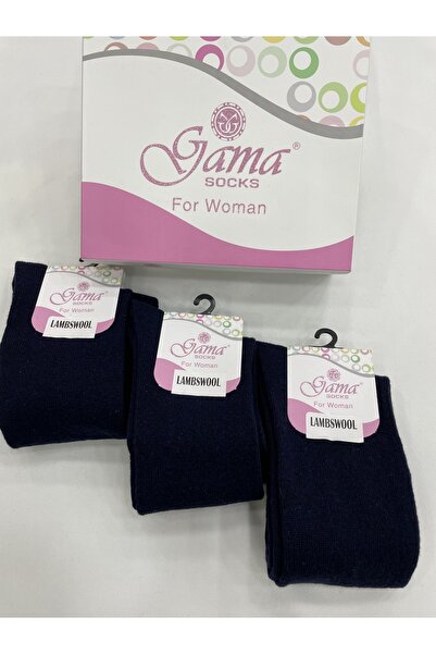 Gama Çorap 3 Pieces Genuine Lamb Wool Long Below the Knee Thick Winter Women's Socks