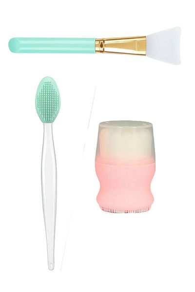 Nofella 3-Piece Care Set - Handle-Free Facial Cleansing and Peeling Brush, Mask Peeling and Applying Apparatus