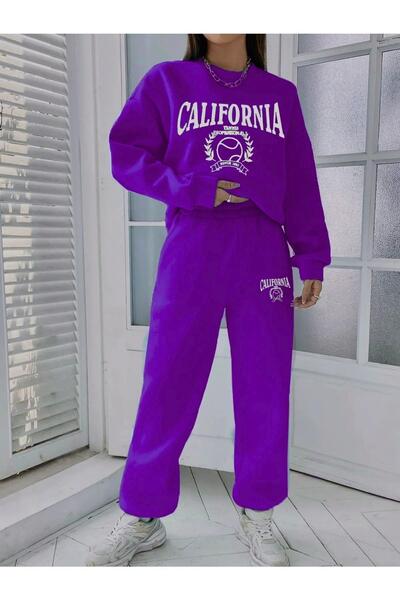C&C OKULCUNUZ CC Store Purple California Tennis Σετ φόρμας με στάμπα μεγάλου μεγέθους με 3 νήματα