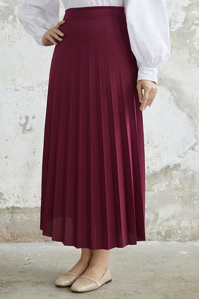 InStyle Pružná skládaná sukně Luisa v pase - švestka