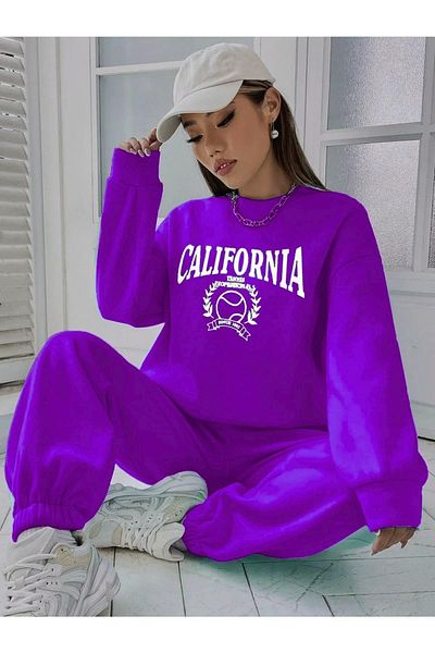 C&C OKULCUNUZ CC Store Purple California Tennis Σετ φόρμας με στάμπα μεγάλου μεγέθους με 3 νήματα