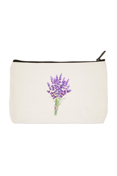 designedfy حقيبة مكياج من القماش المطبوع على شكل زهرة اللافندر 2، وحامل أقلام، وحقيبة يد