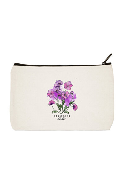 designedfy حقيبة مكياج من القماش المطبوع على شكل عباد الشمس لشهر فبراير، وحام...