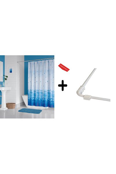 Zethome Perdeau de baie 5020 M 1x180x200, Perdeau Tub Umeraș Colț Tub Alb Cadou, Set Perdeau de duș