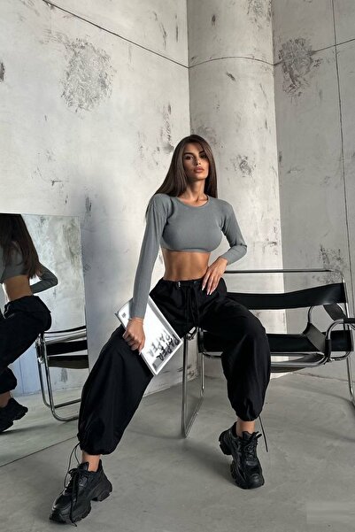 vuvutasarım New Season Γυναικεία Crop Knitwear Μπλούζα - Basic 23W50022