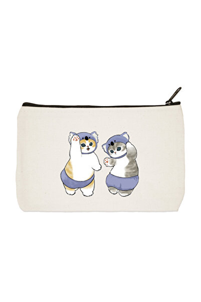 designedfy Платнена чантичка за грим, моливи, чанта, портфейл с щампи на костюмирани котки