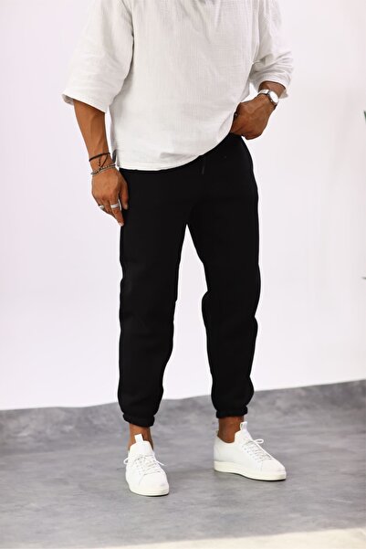 MADZEYMODA Pantaloni de sport cu 3 fire pentru bărbați, elastici, cu picioare...