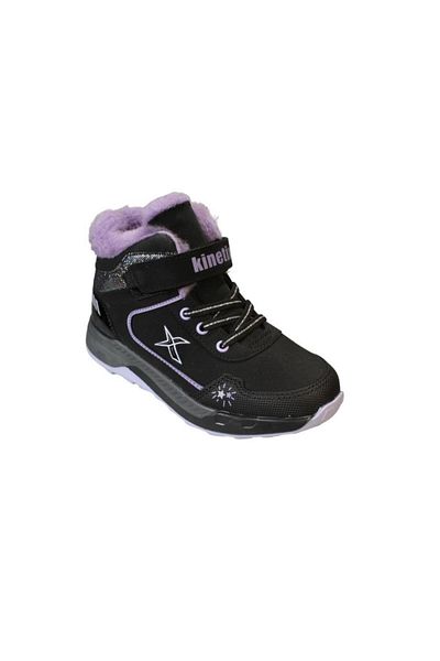 Kinetix KINETIX Girl's Black Lilac Furry Cold Resistant Ankle Boots