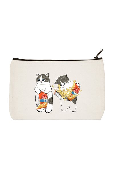 designedfy Cipsci Cats Printed υφασμάτινη τσάντα μακιγιάζ, θήκη για στυλό, τσάντα χειρός, πορτοφόλι