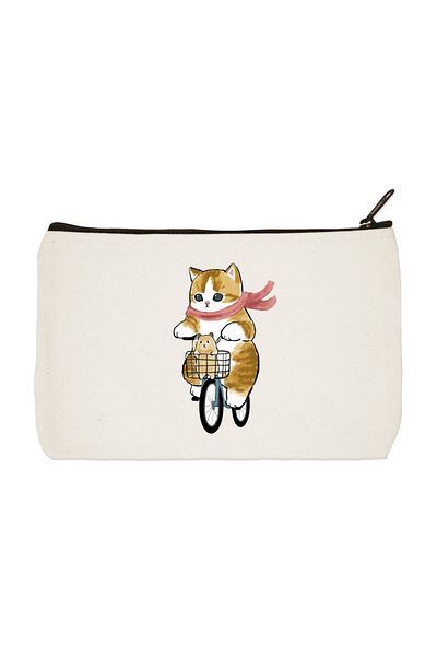 designedfy Cyclist Cat 2 Printed υφασμάτινη τσάντα μακιγιάζ, θήκη για στυλό, τσάντα, πορτοφόλι