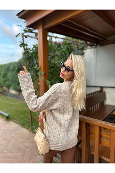 Valiberta Ripped V-Neck Sweater - Beige