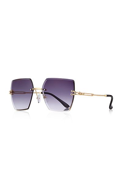 Kinary Women's Crystal Model Multicolored Metal Sunglasses Black No:4