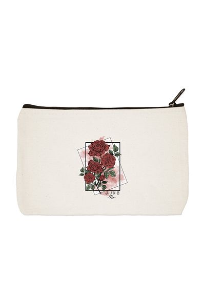 designedfy Sunflower Rose June Printed υφασμάτινη τσάντα μακιγιάζ, θήκη για στυλό, τσάντα χειρός