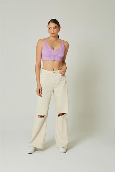 Avrile Lilac V-Neck Knitwear Women's Tank Top