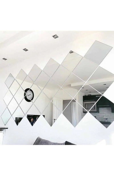 Olur o zaman Kare Dekoratif Pleksi Ayna Kendiliğinden Yapışkanlı Gümüş Renk (...