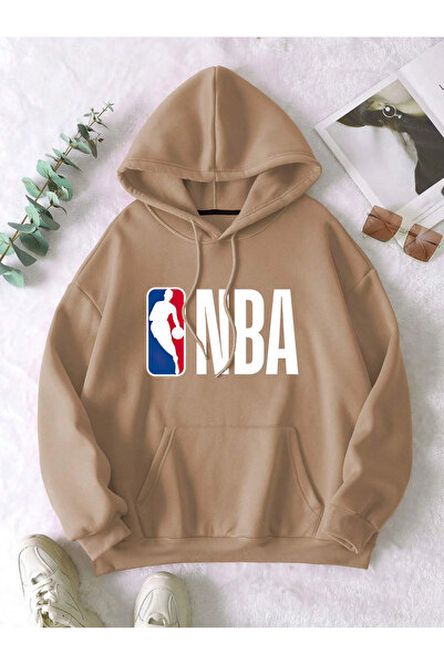 Revasser Unisex Erkek/Kadın BASKET Renkli Özel Baskılı Oversize Kapüşonlu Swe...